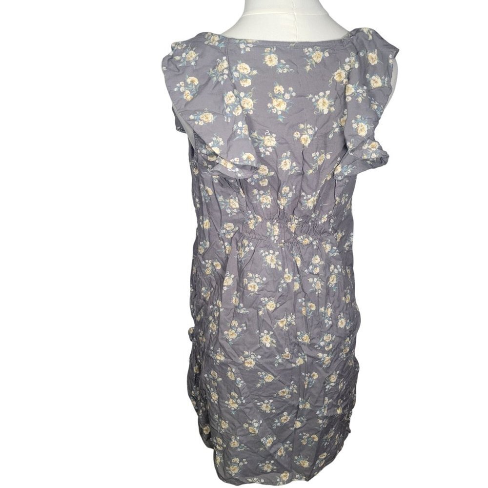Pins And Needles Gray Floral Ruffled Sleeveless Mini Dress With Pockets Size M - Picture 8 of 10